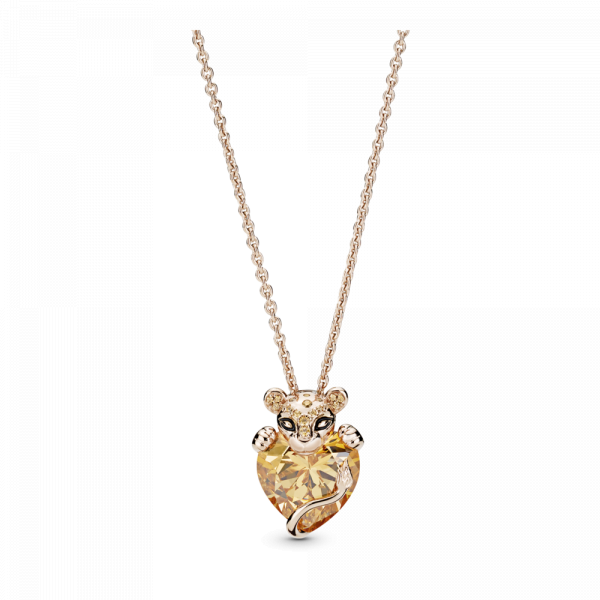 Sparkling Lioness Heart Pendant Necklace 