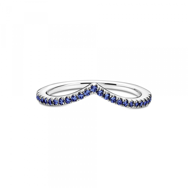 Prsten Pandora Timeless Svetlucavi plavi Wishbone 