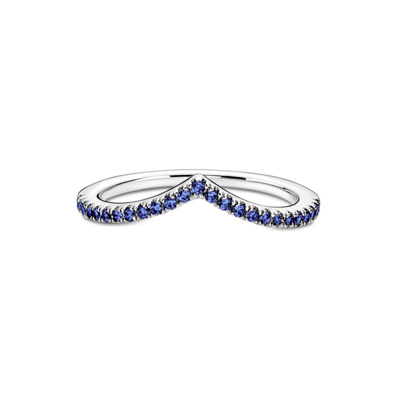 Prsten Pandora Timeless Svetlucavi plavi Wishbone 