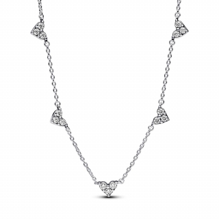 Triple Stone Heart Station Chain Necklace 