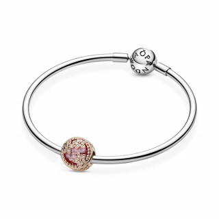 Sparkling Pink Daisy Flower Charm 