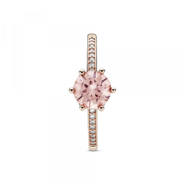 Pink Sparkling Crown Solitaire Ring 