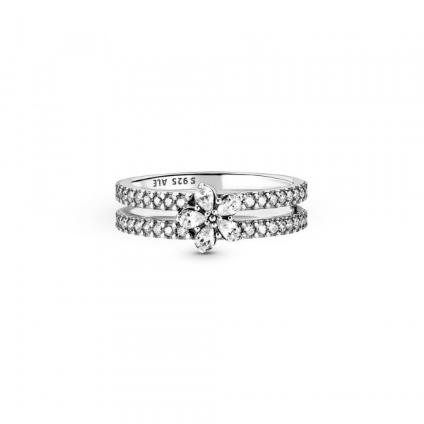 Sparkling Snowflake Double Ring 