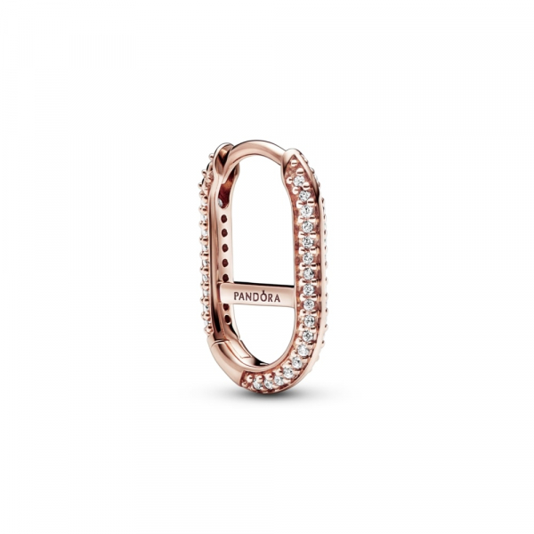 14k Rose gold-plated hoop link earring with clear cubic zirconia 