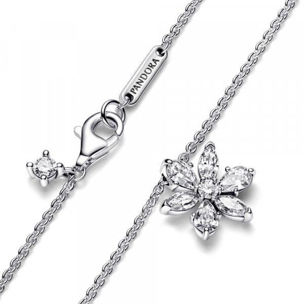 Herbarium cluster sterling silver collier with clear cubic zirconia 