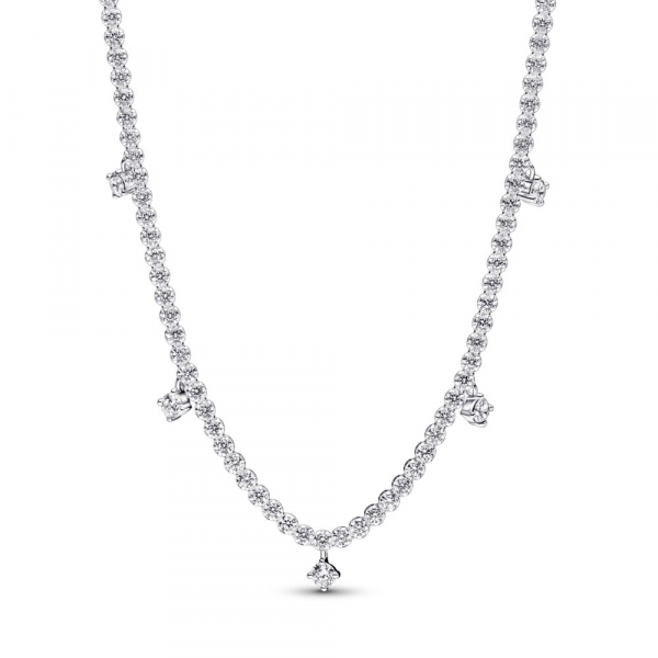 Sterling silver necklace with clear cubic zirconia 