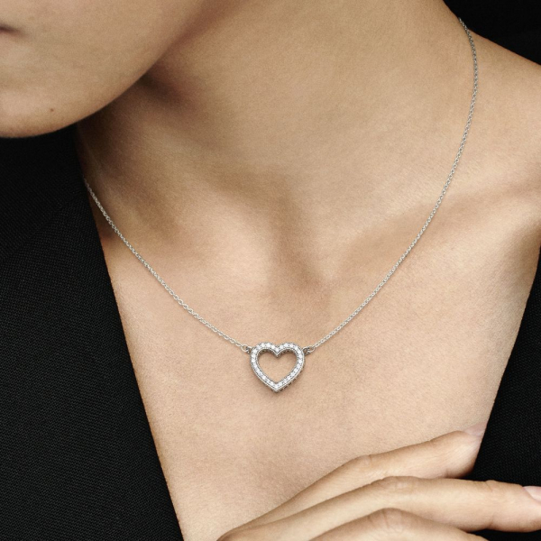 Sparkling Open Heart Necklace 