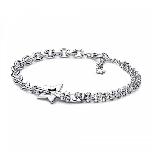 Shooting star sterling silver bracelet with clear cubic zirconia 