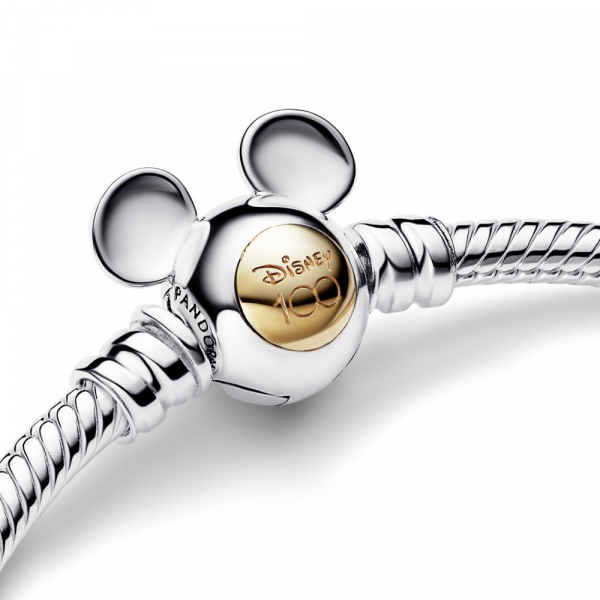 Disney 100 Mickey Mouse snake chain sterling silver and 14k gold bracelet 