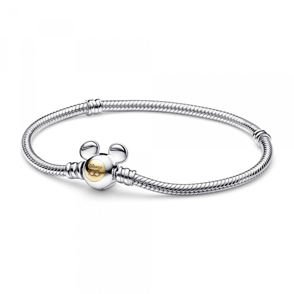 Disney 100 Mickey Mouse snake chain sterling silver and 14k gold bracelet 