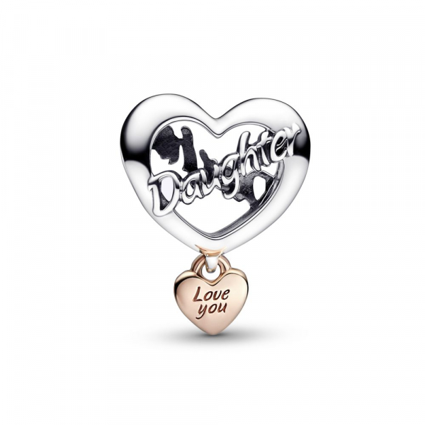 Daughter sterling silver and 14k rose gold-plated charm 