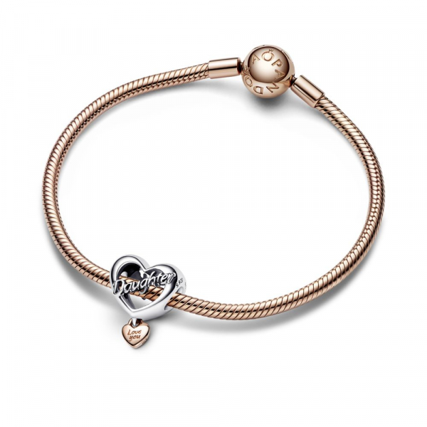 Daughter sterling silver and 14k rose gold-plated charm 