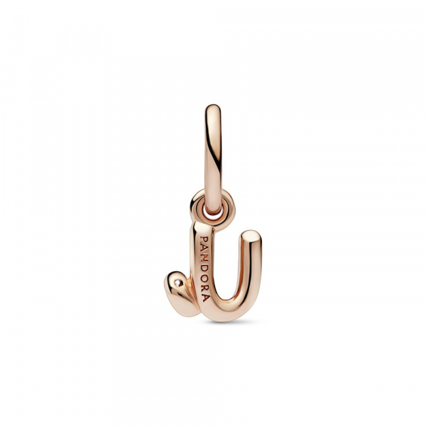 Letter u 14k rose gold-plated dangle with clear cubic zirconia 