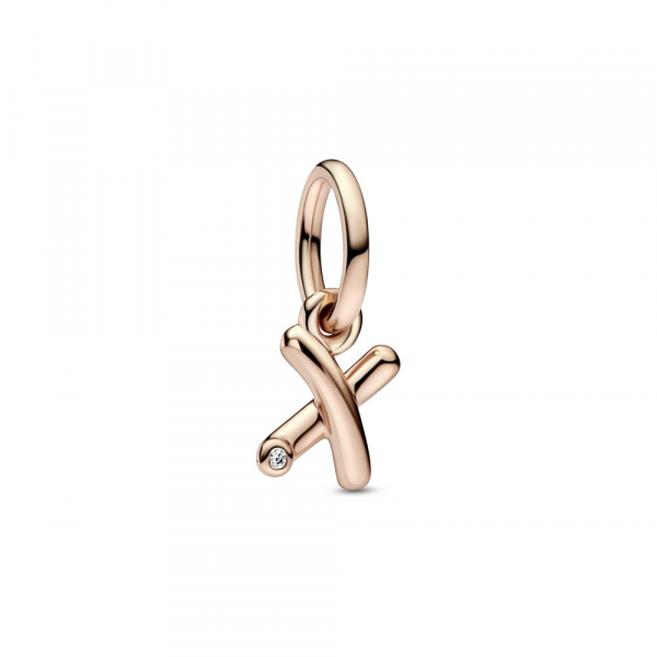Letter x 14k rose gold-plated dangle with clear cubic zirconia 