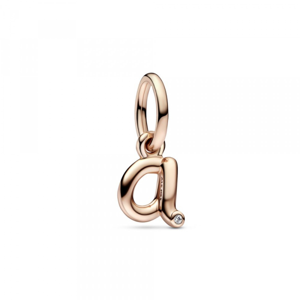 Letter a 14k rose gold-plated dangle with clear cubic zirconia 