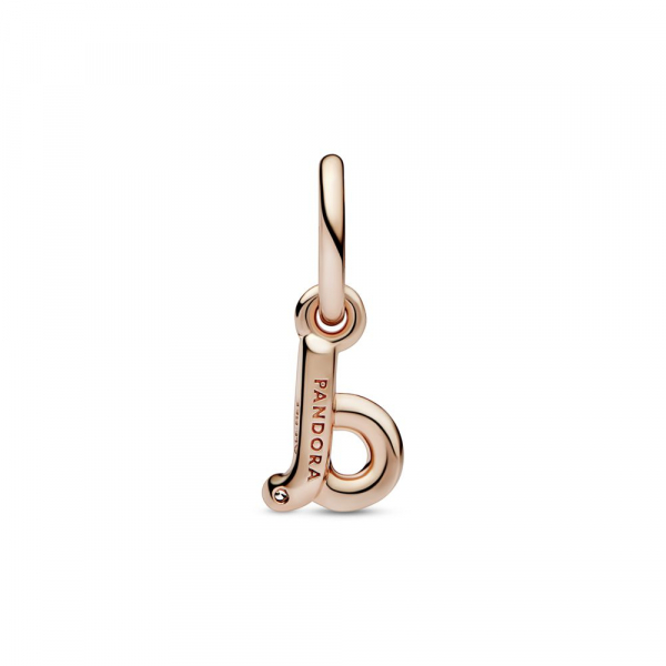Letter d 14k rose gold-plated dangle with clear cubic zirconia 