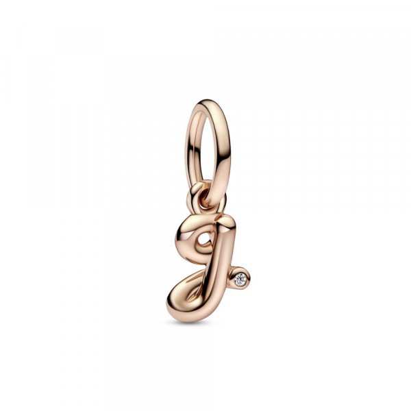 Letter g 14k rose gold-plated dangle with clear cubic zirconia 