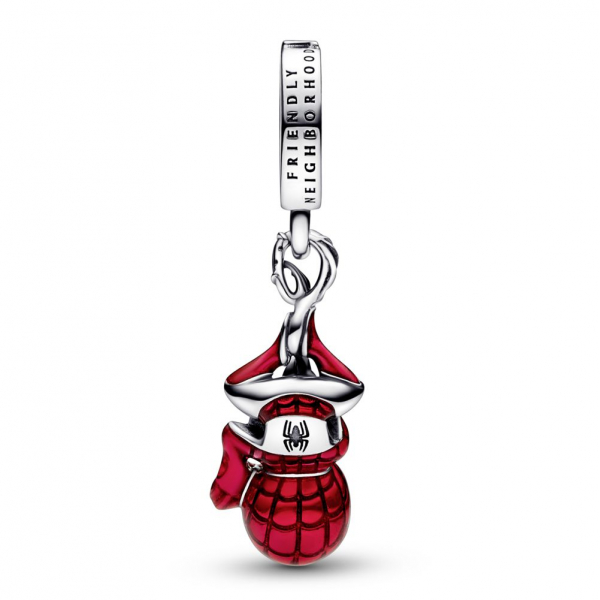 Marvel Spider-Man sterling silver dangle with black and transparent red enamel 
