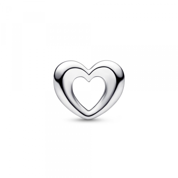 Open heart sterling silver charm 