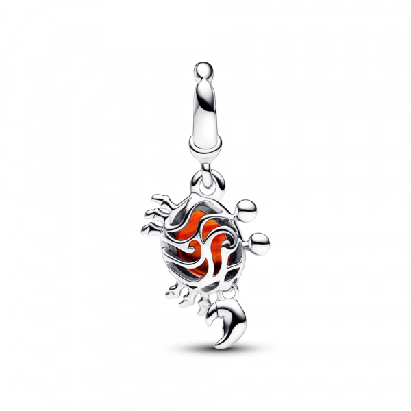 Disney The Little Mermaid crab sterling silver dangle with orange Murano glass 