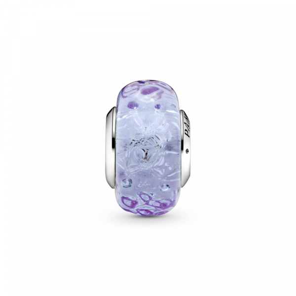 Wavy Lavender Murano Glass Charm 