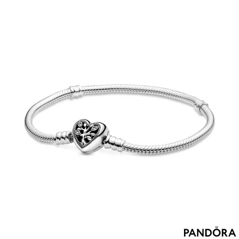 formel jeg lytter til musik anspændt Pandora Moments Family Tree Heart Clasp Snake Chain Bracelet | PANDORA