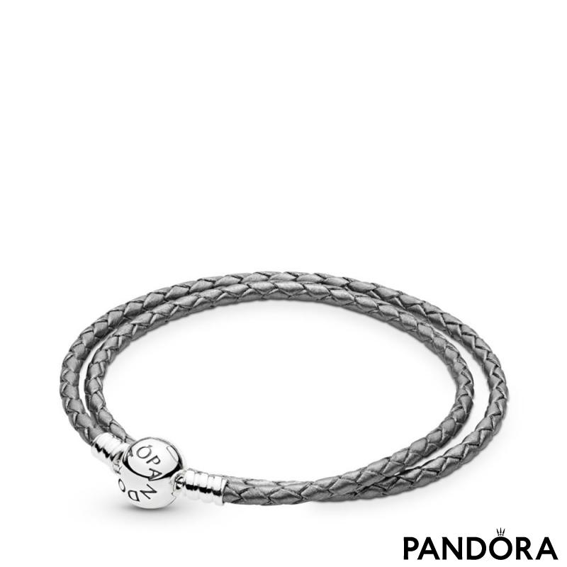 Retired Pandora Double Black Leather Bracelet with 14K Clasp :: Pandora  Bracelets 550705CBK-D :: Authorized Online Retailer