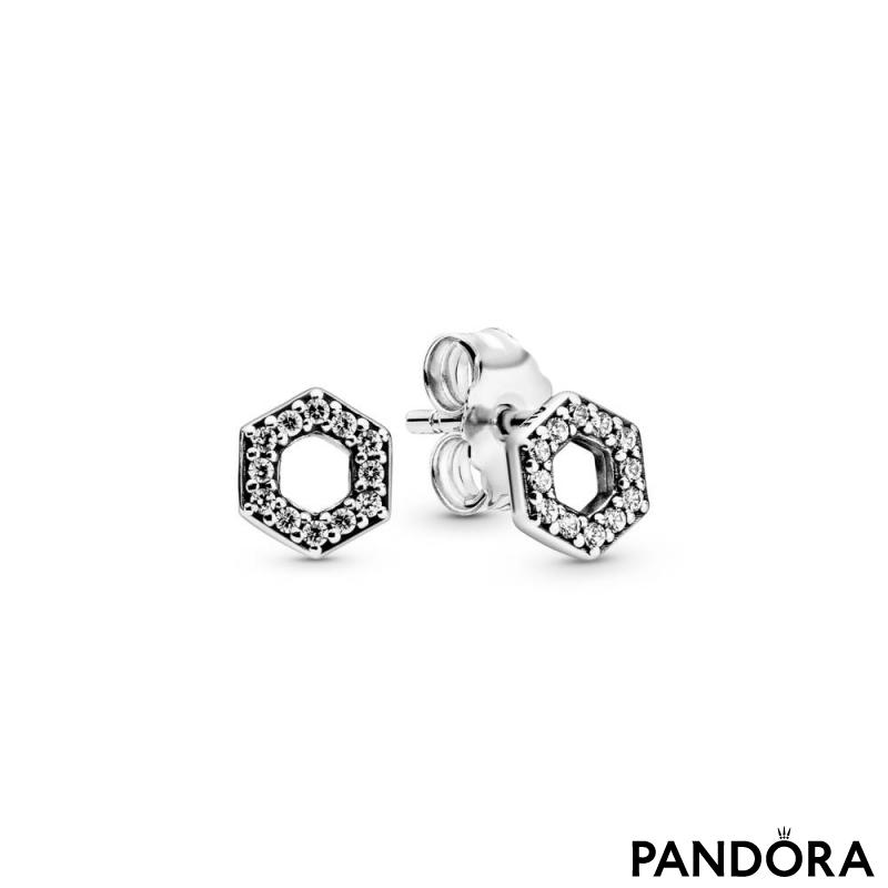 Sparkling Honeycomb Hexagon Stud Earrings 