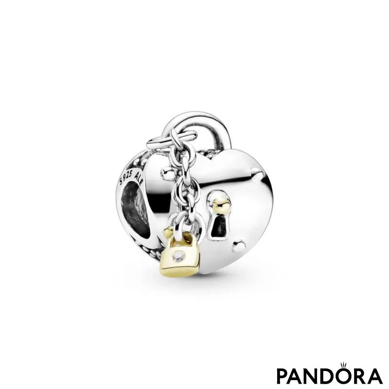 Two-Tone Heart and Lock Charm 