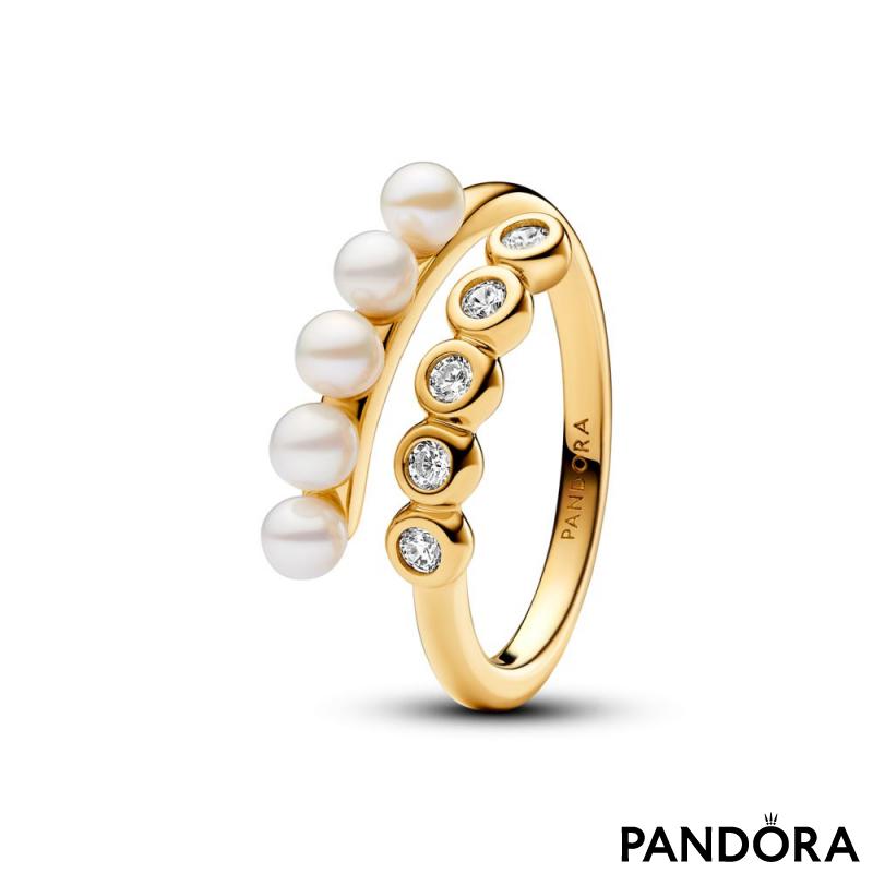 Treated Freshwater Cultured Pearls & Stones Open Ring 