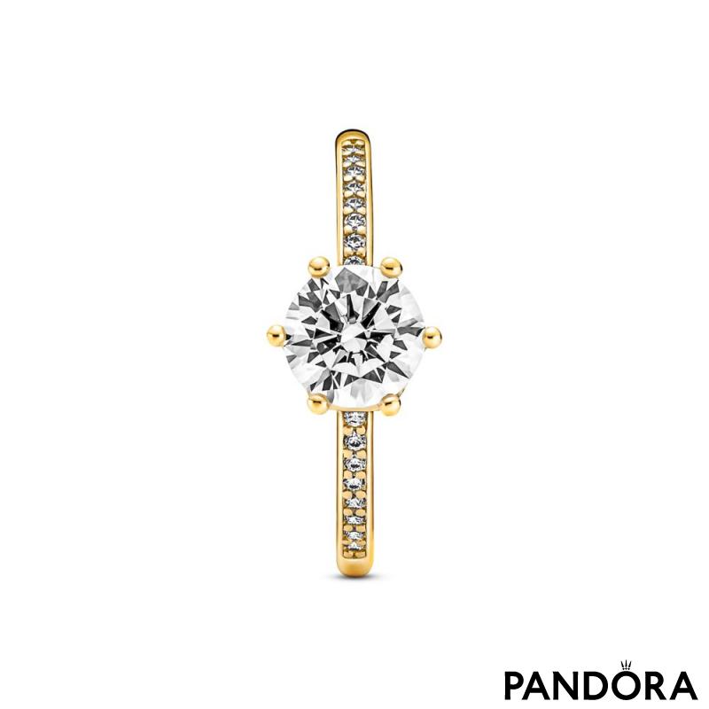 Clear Sparkling Crown Solitaire Ring 