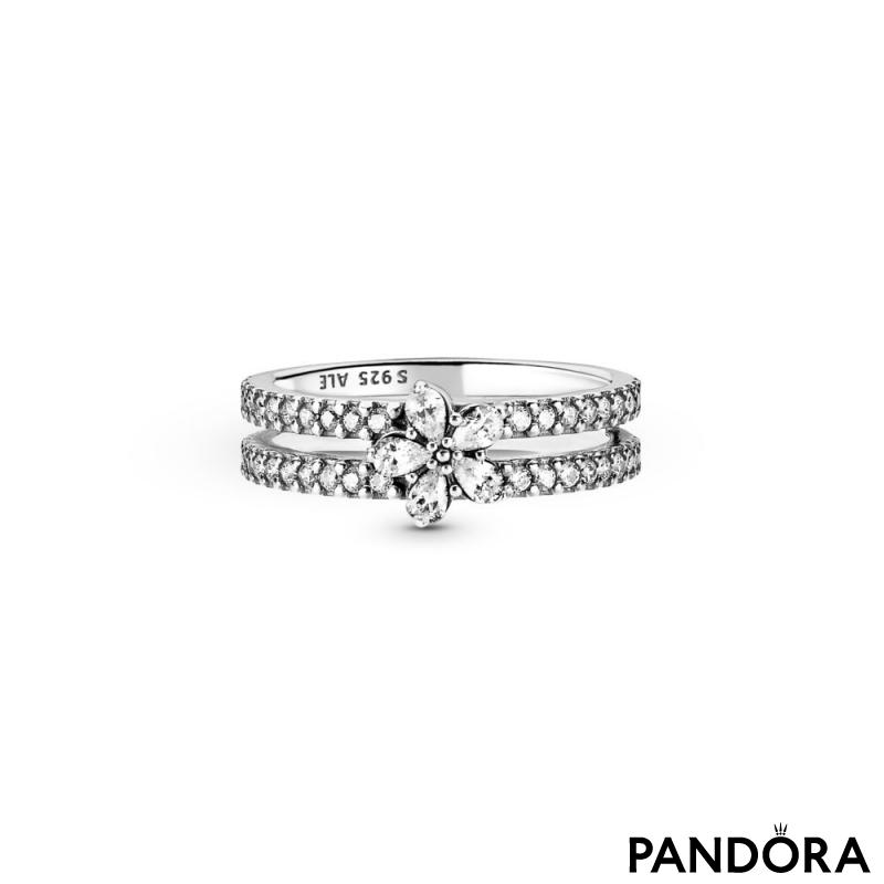Sparkling Snowflake Double Ring 