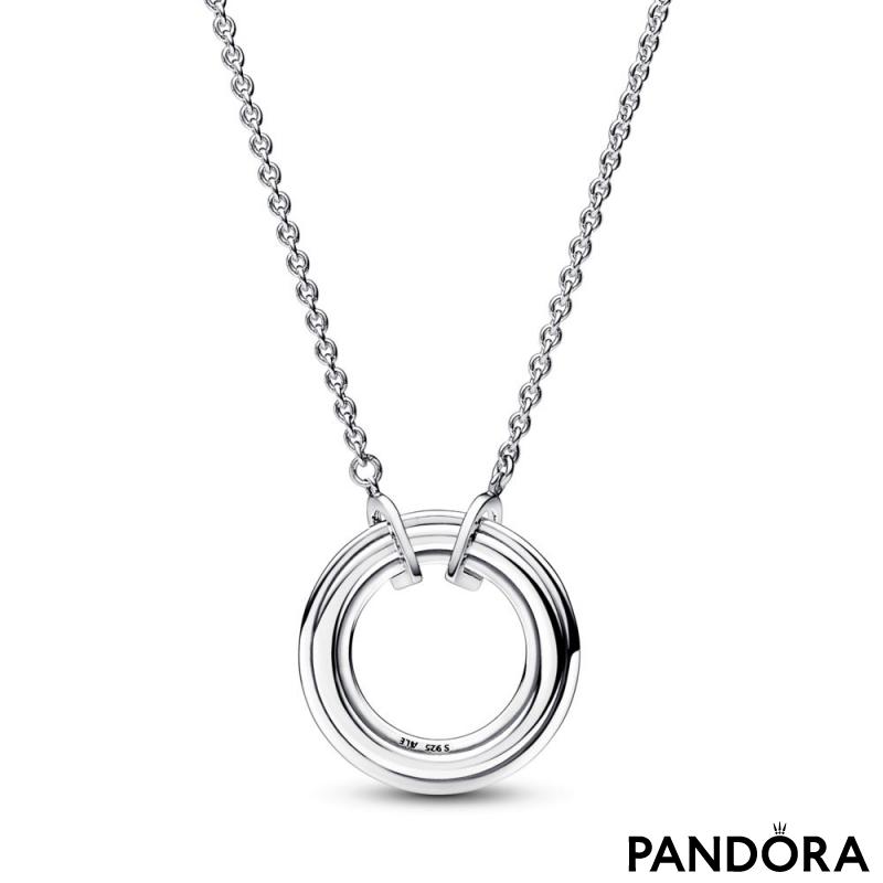 Ogrlica Pandora logo od čistog srebra sa 14k roze pozlatom i prozirnim kockastim cirkonima 