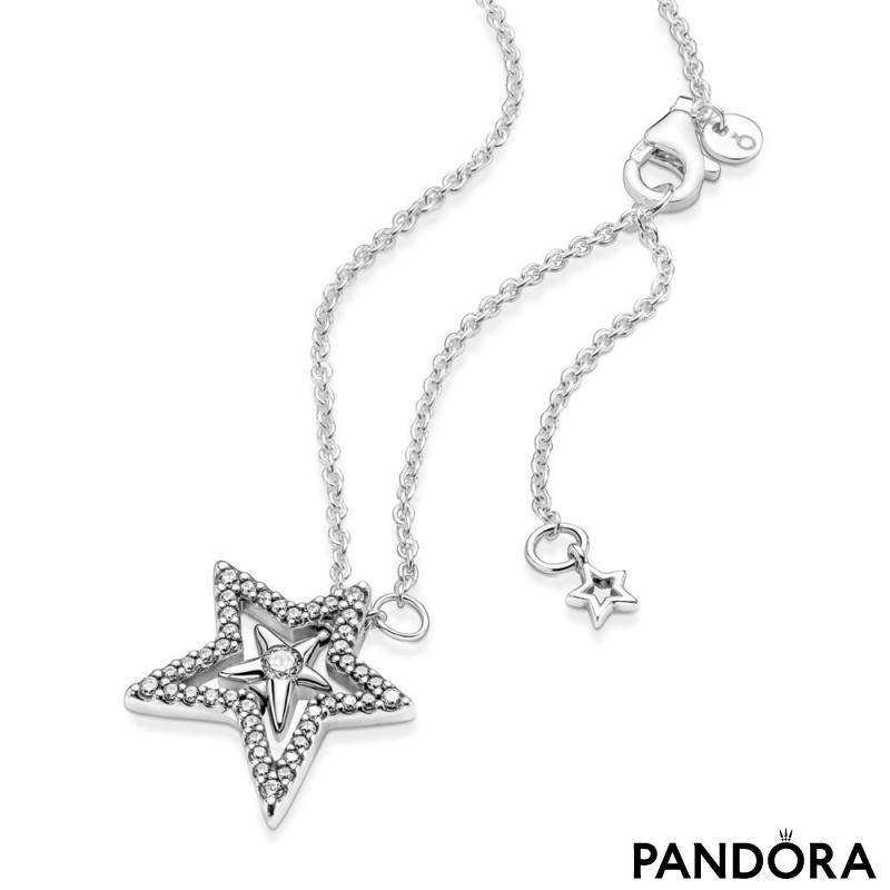 Pavé Asymmetric Star Collier Necklace 