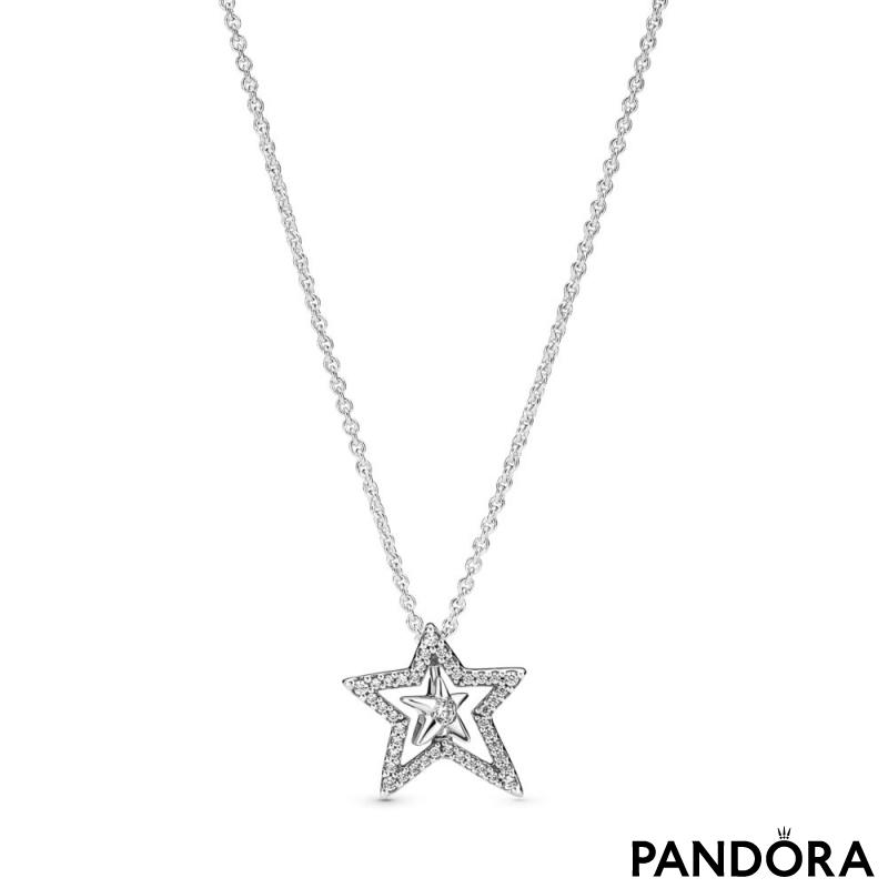 Pavé Asymmetric Star Collier Necklace 