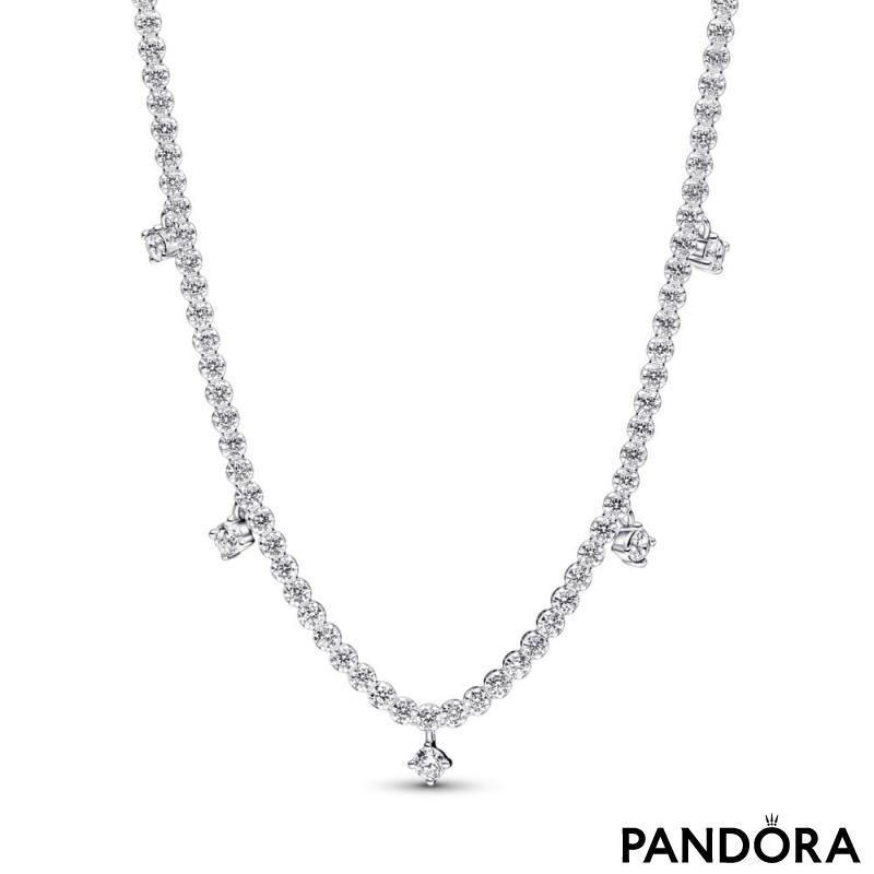 Sterling silver necklace with clear cubic zirconia 