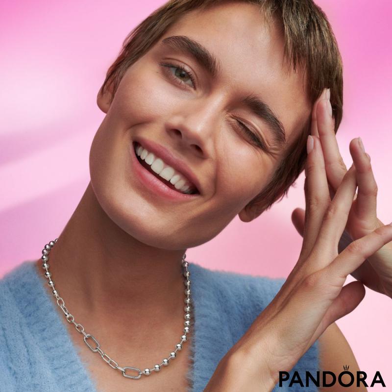 Ogrlica Pandora ME sa metalnim perlama i lančićem sa karikama 