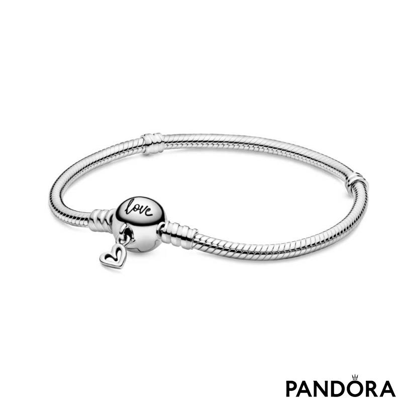 Pandora Moments narukvica od zmijskog lanca sa kopčom u obliku nacrtanog srca 