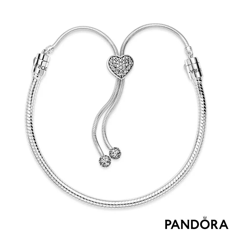 Narukvica Pandora Moments od zmijskog lanca sa kopčom u obliku srca 
