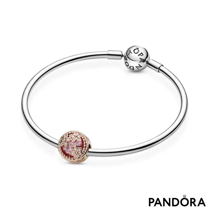 Sparkling Pink Daisy Flower Charm 