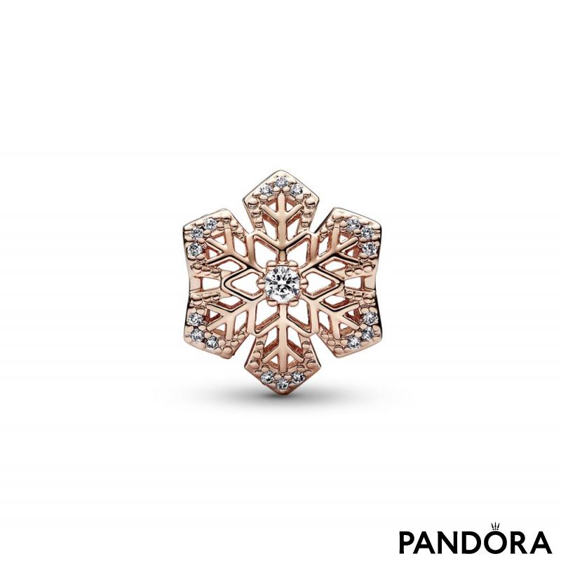 Snowflake 14k rose gold-plated charm with clear cubic zirconia 