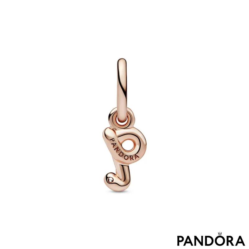 Letter q 14k rose gold-plated dangle with clear cubic zirconia 