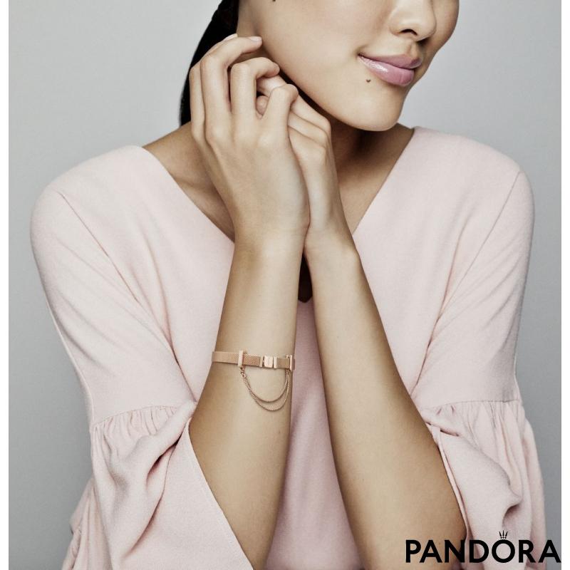 Sigurnosni lančić Pandora Reflexions sa 14k roze pozlatom 