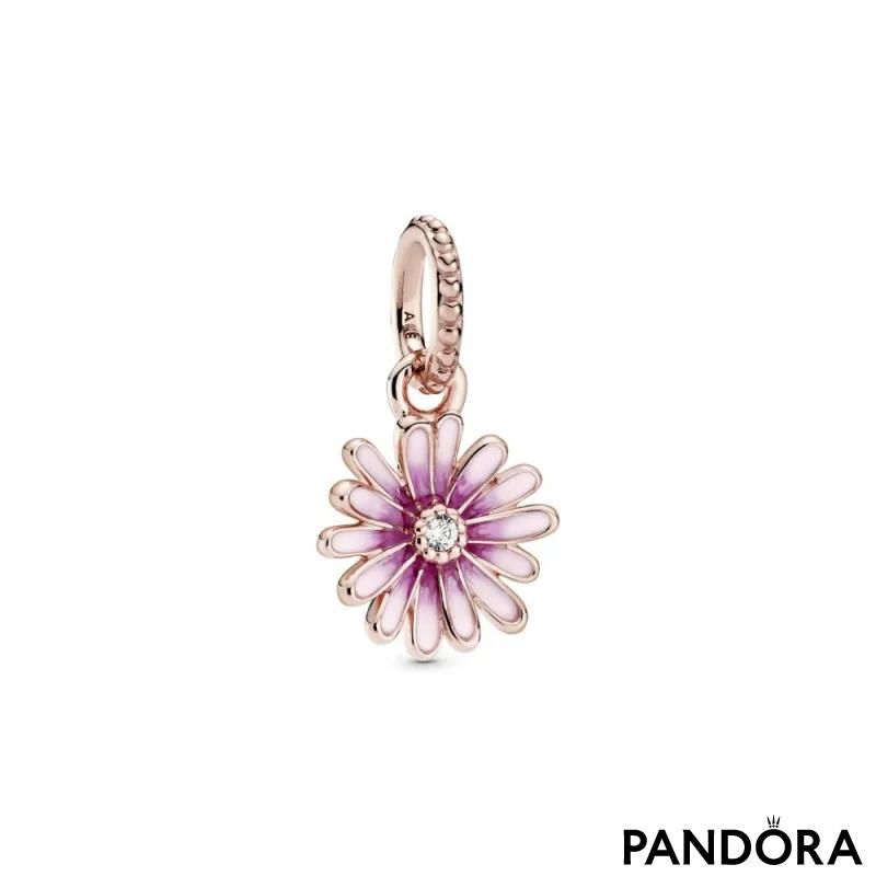 Pink Daisy Flower Dangle Charm 