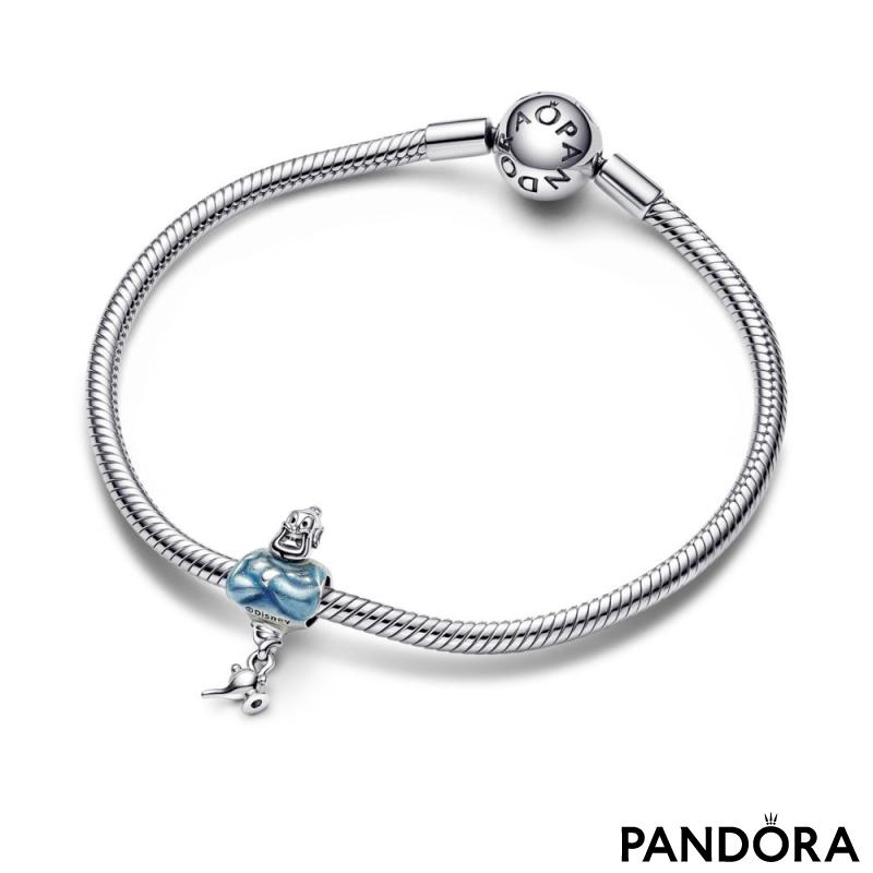 Disney Aladdin Genie sterling silver charm with black, glittery blue and transparent enamel 