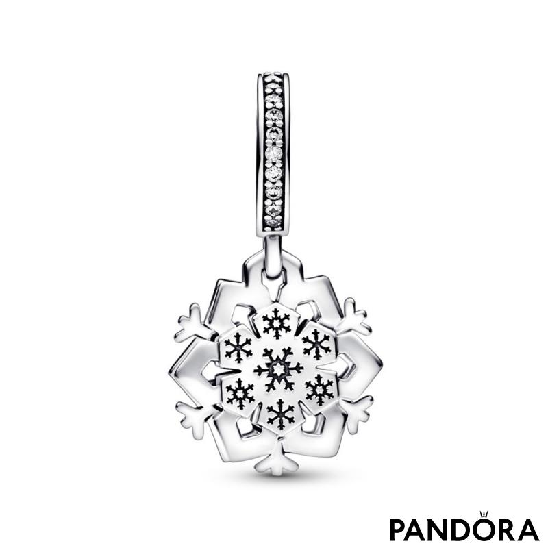 Snowflake sterling silver double dangle with clear cubic zirconia 