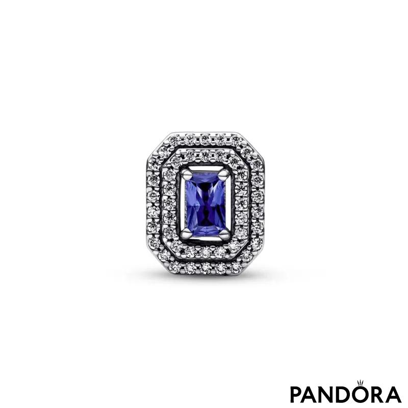 Sterling silver charm with princess blue crystal and clear cubic zirconia 