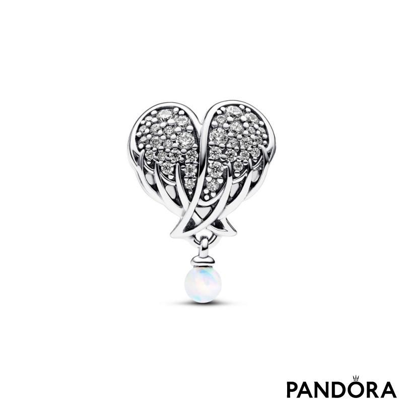 Sparkling Angel Wings & Heart  Charm 