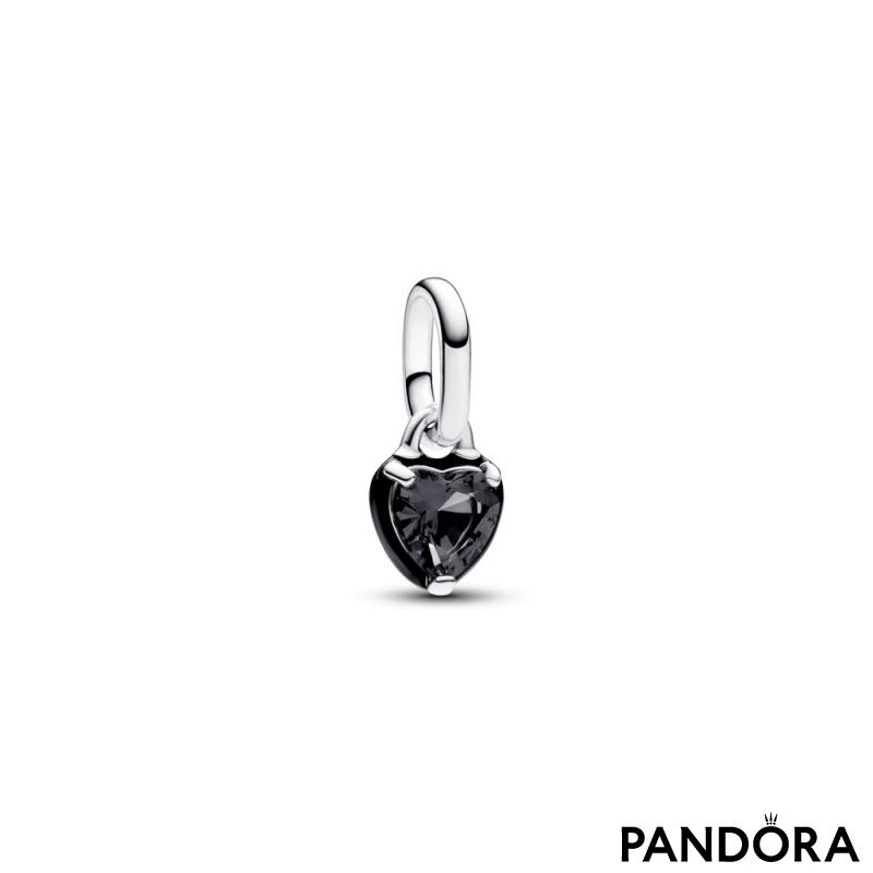 Mini viseći Pandora ME Crna čakra u obliku srca privezak 