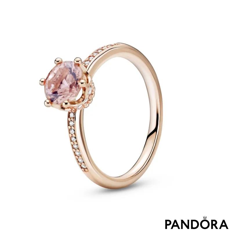 Prsten sa kamenom Roze svetlucava kruna 
